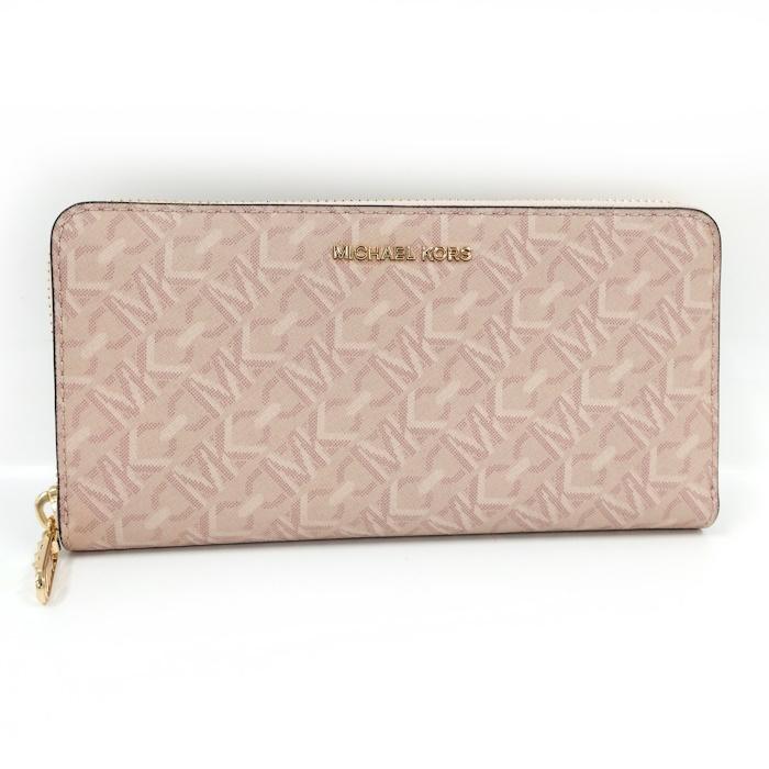 MICHAEL KORS ラウンドファスナー 長財布 PVC ピンク系 : JJ  