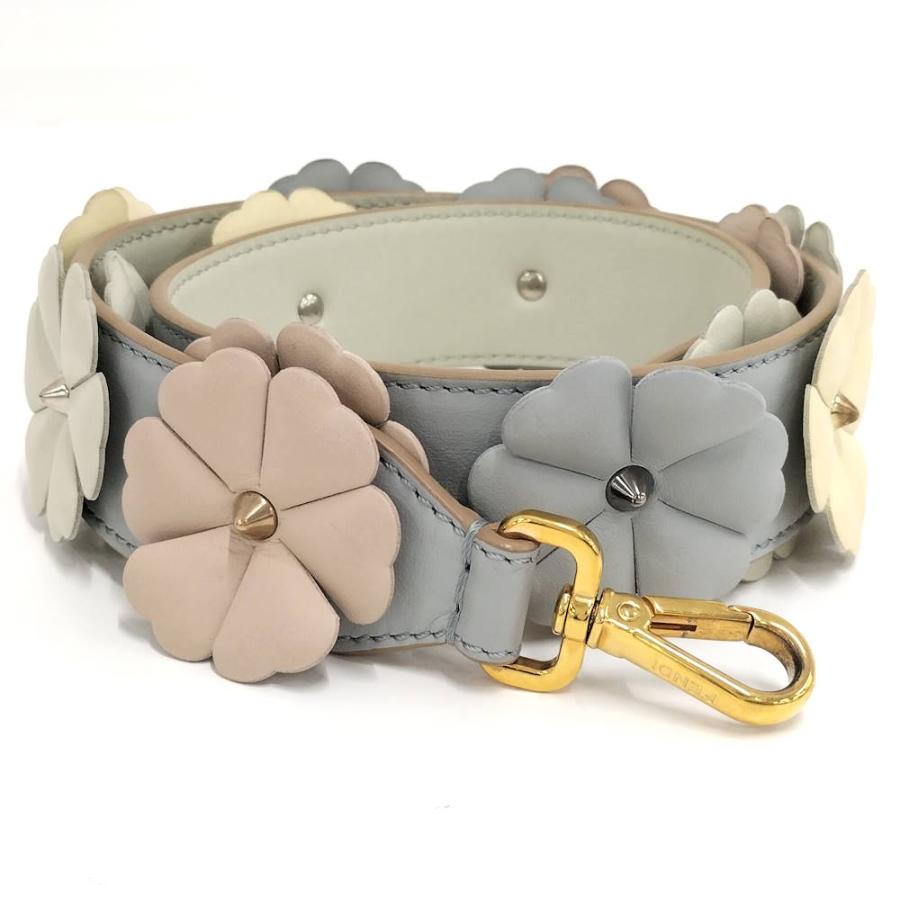 FENDI（フェンディ） ショルダーストラップ フラワー レザー グレー