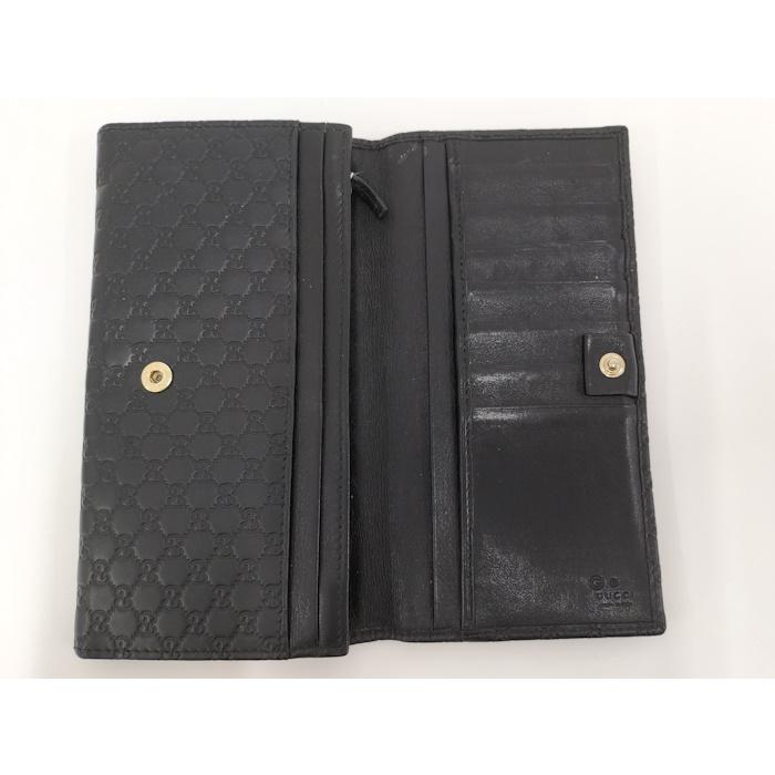 マイクログッチシマ 2つ折り長財布 449396 GUCCI 二つ折り長財布 マイクログッチシマ レザー ブラック