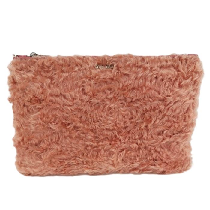 miumiuファークラッチ miu miu（ミュウミュウ） クラッチバッグ ピンク ファー : JJ