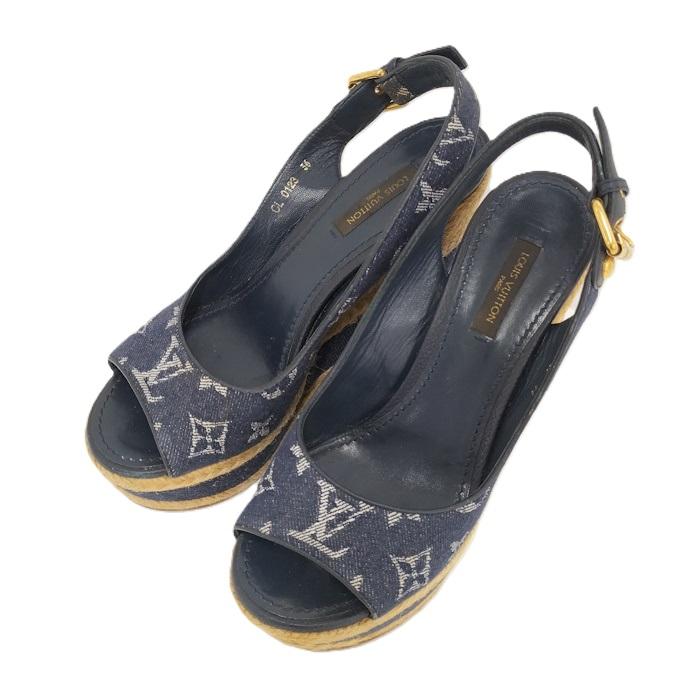 VUITTON デニム ウェッジサンダル LOUIS VUITTON（ルイ・ヴィトン） ウェッジサンダル モノグラムデニム