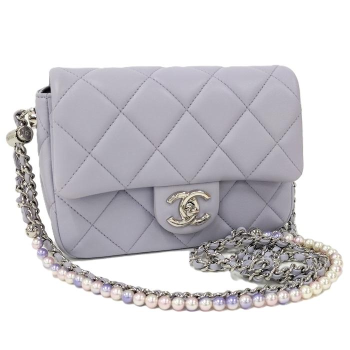 CHANEL チェーンショルダーバッグ マトラッセ18 パール レザー パープル CHANEL（シャネル） チェーンショルダーバッグ マトラッセ18 パール