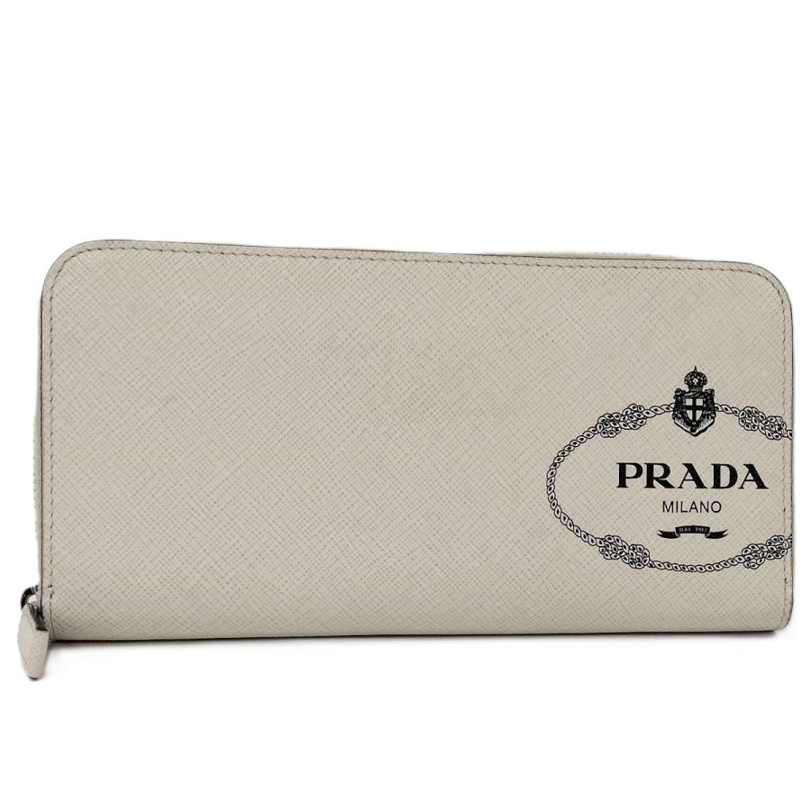 プラダ  長財布  ラウンドジッパー  ホワイト PRADA（プラダ） ラウンドファスナー 長財布 PVC ホワイト 2ML317 : JJ