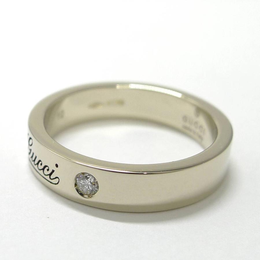 GUCCI（グッチ） アイコンプリント ダイヤリング 750WG K18WG ホワイト 