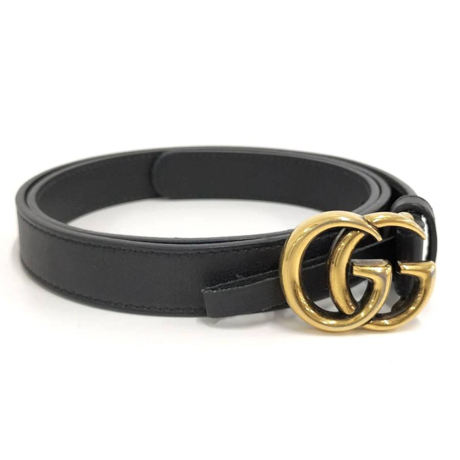 GUCCI（グッチ） ベルト ダブルG スリムベルト レザー ブラック 409417