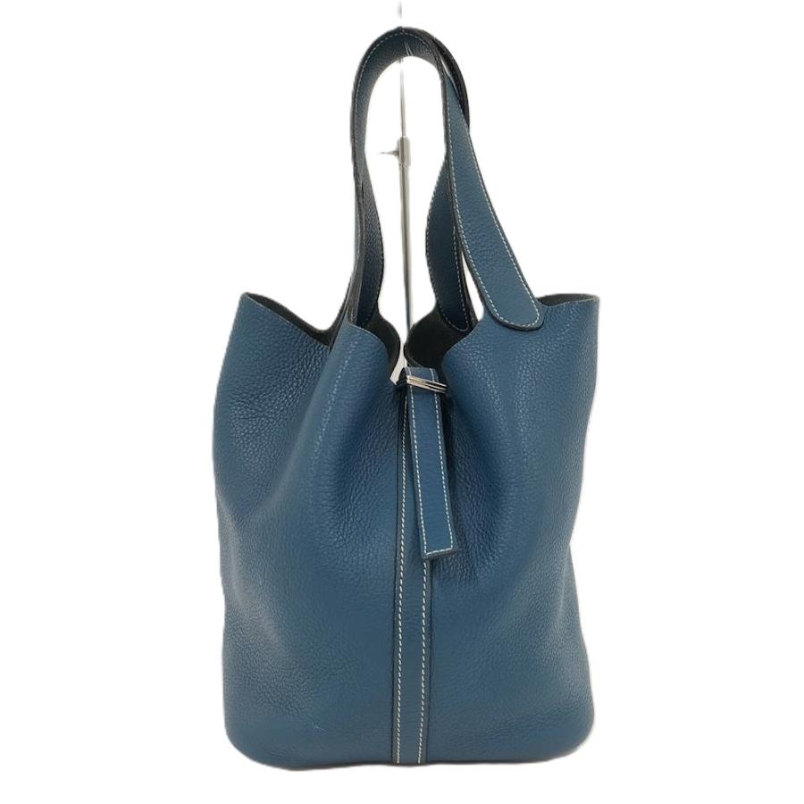 HERMES（エルメス） ピコタンMM ハンドバッグ ブルージーン×シルバー