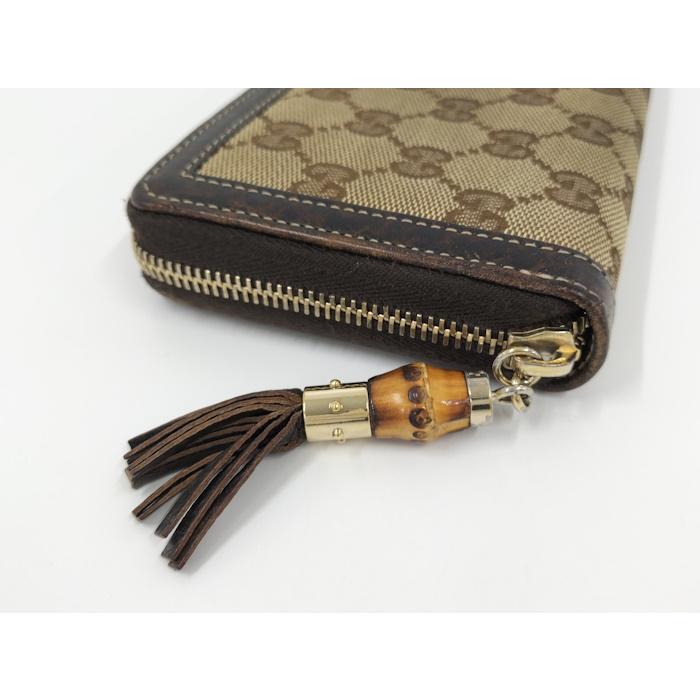 GUCCI ラウンドファスナー長財布 バンブータッセル GGキャンバス