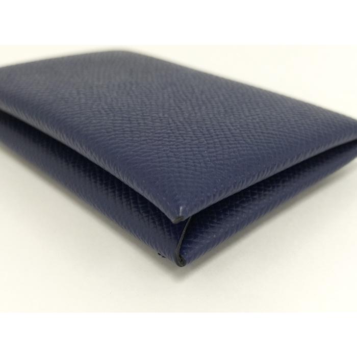 HERMES カードケース カルヴィ レザー ネイビー U刻印 : JJ