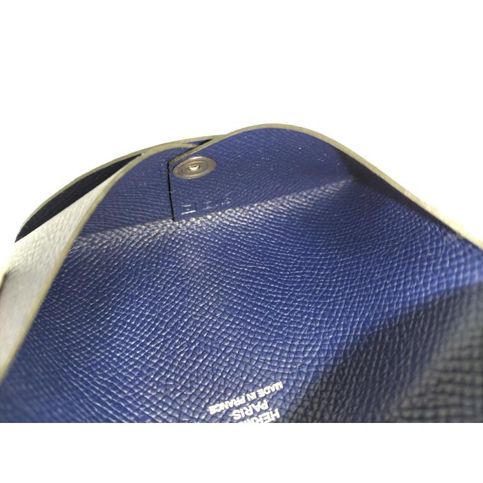 HERMES カードケース カルヴィ レザー ネイビー U刻印 : JJ