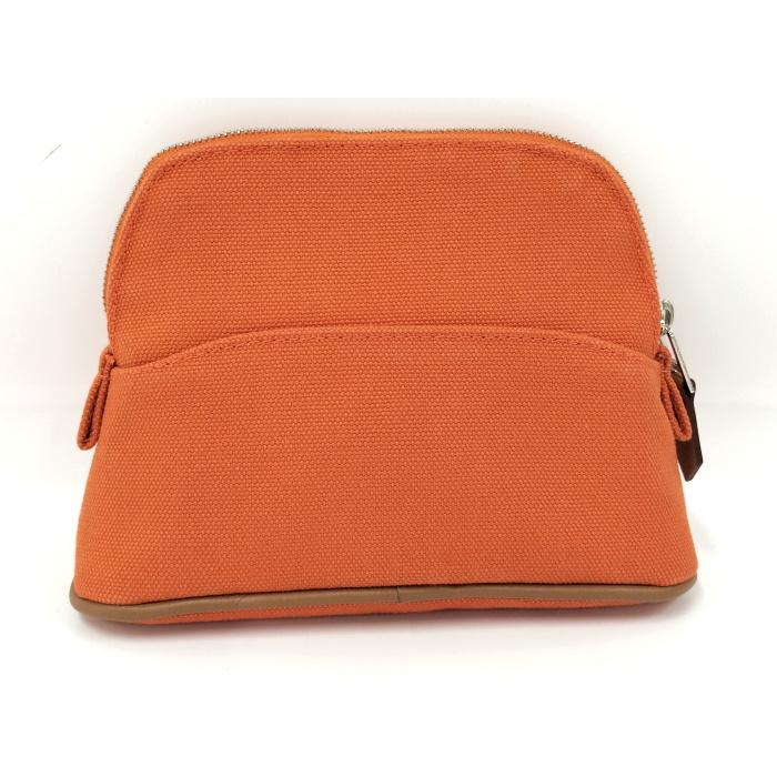 HERMES ボリードポーチ16 ミニミニ キャンバス オレンジ系_1