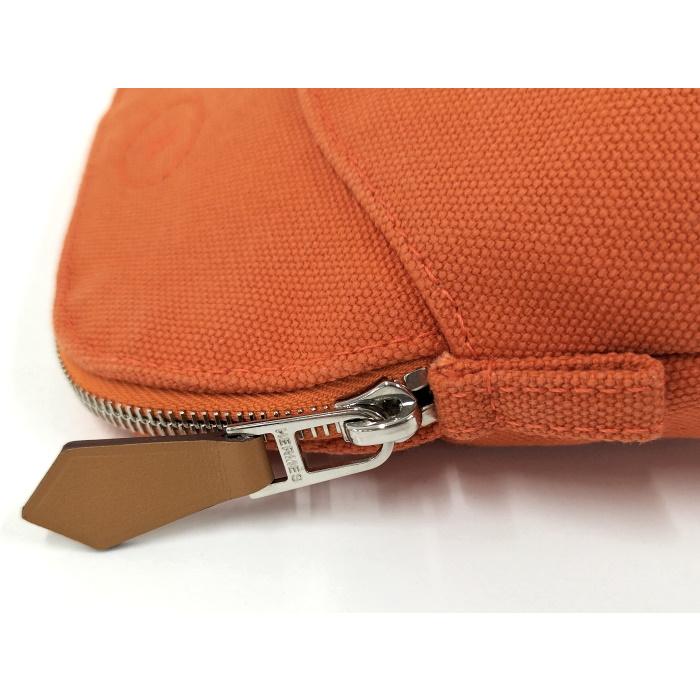 HERMES ボリードポーチ16 ミニミニ キャンバス オレンジ系_4