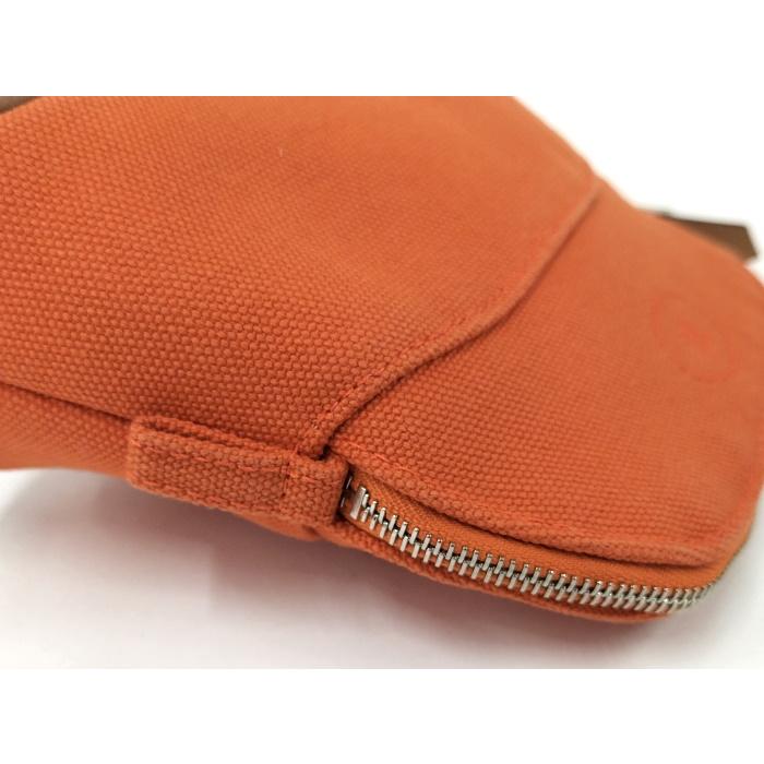 HERMES ボリードポーチ16 ミニミニ キャンバス オレンジ系_6
