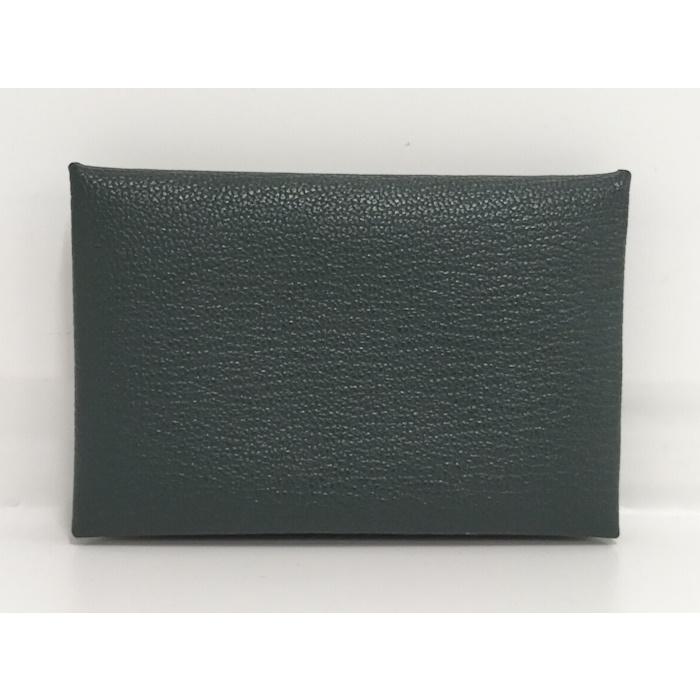 HERMES カルヴィ コインケース シェーブル レザー グリーン系 A刻印の画像