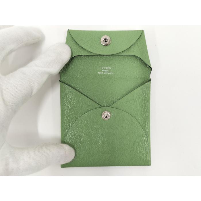 HERMES バスティア コインケース レザー グリーン W刻印 : JJ