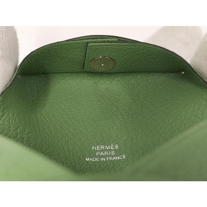 HERMES バスティア コインケース レザー グリーン W刻印 : JJ