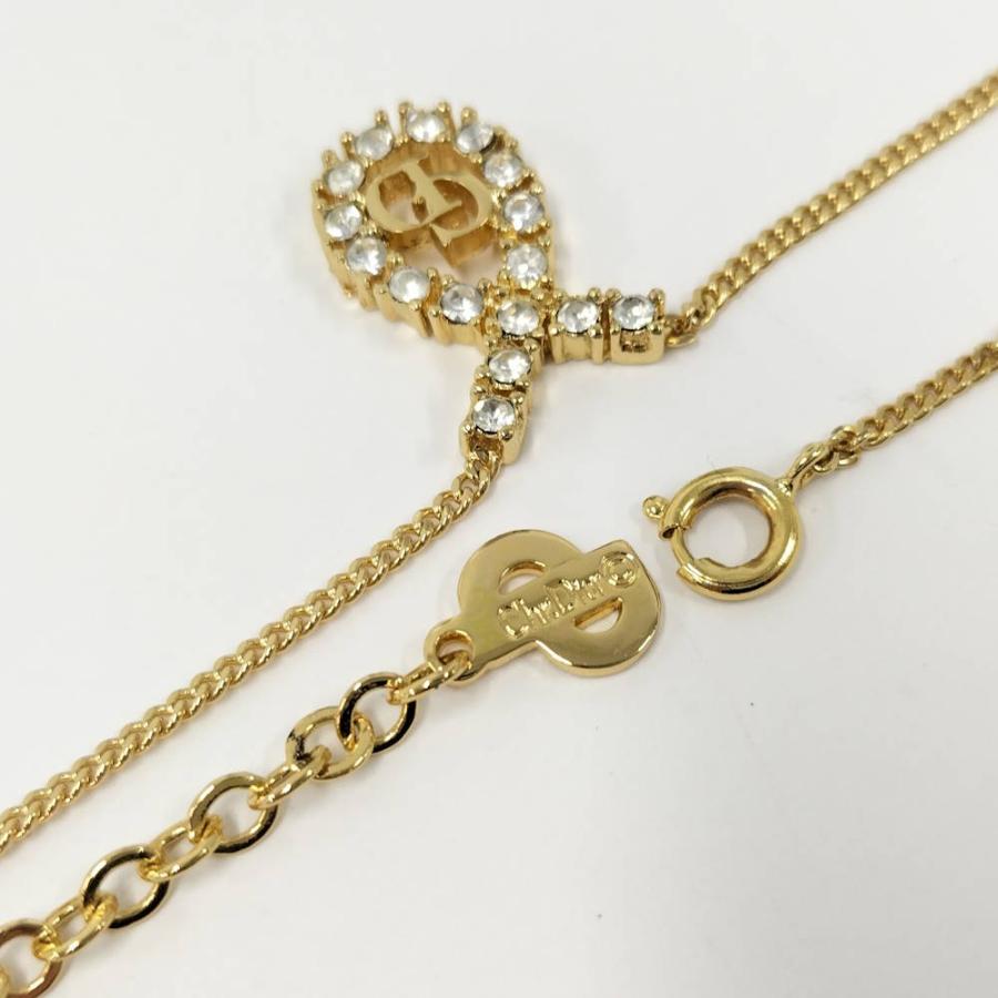 Christian Dior ロゴ ネックレス ゴールド メッキ ラインストーン
