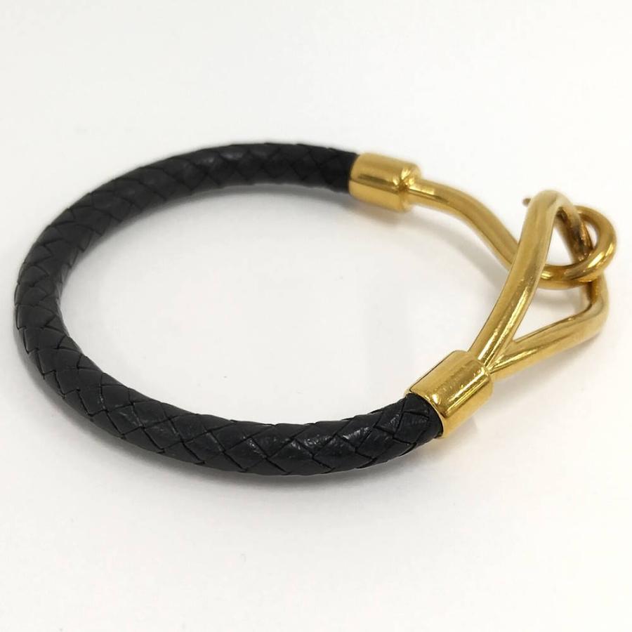 HERMES（エルメス） ジャンボ ブレスレット レザー ブラック ゴールド 
