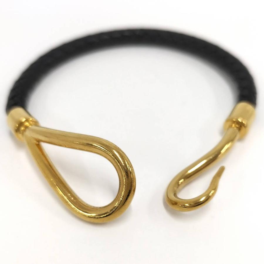 HERMES（エルメス） ジャンボ ブレスレット レザー ブラック ゴールド