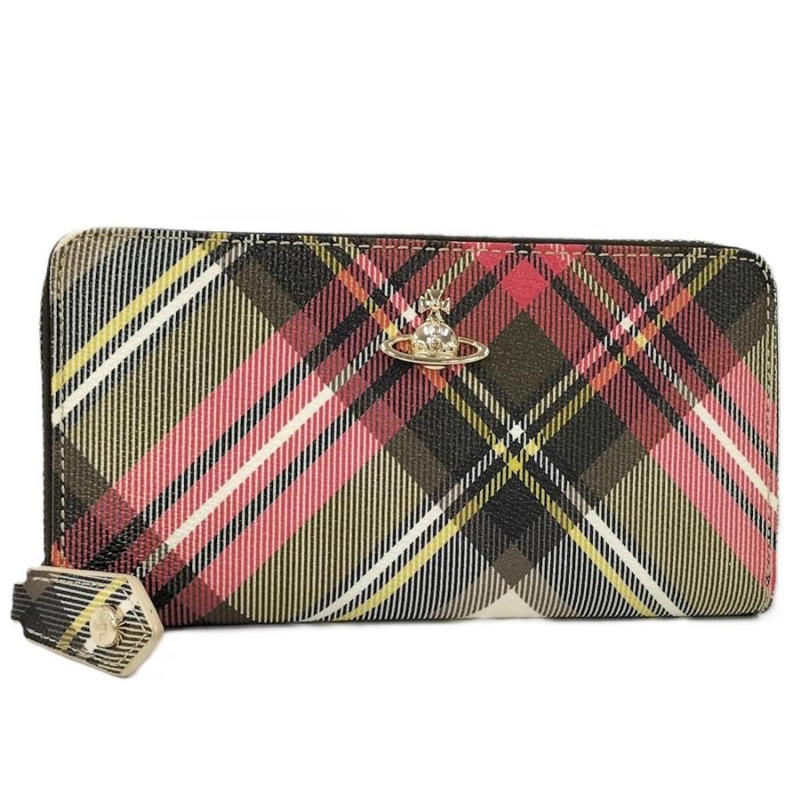 ヴィヴィアンウエストウッド　長財布　オーブ　PVC ラウンドファスナー　チェック Vivienne Westwood（ヴィヴィアンウエストウッド） ラウンドファスナー