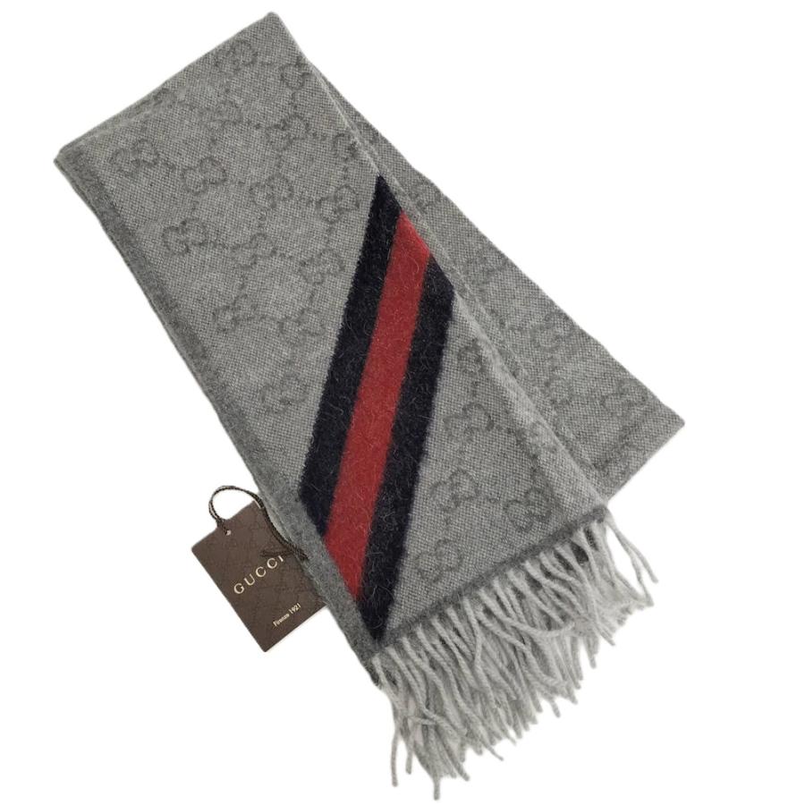 【新品タグ付】5,4万 GUCCI GG マフラー アルパカ ウール グレー GUCCI（グッチ） マフラー GG柄 ウール アルパカ グレー系 570603 : JJ