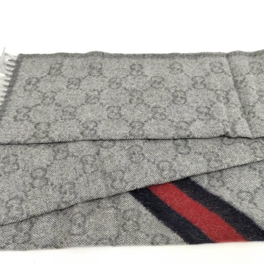 【新品タグ付】5,4万 GUCCI GG マフラー アルパカ ウール グレー GUCCI（グッチ） マフラー GG柄 ウール アルパカ グレー系 570603 : JJ