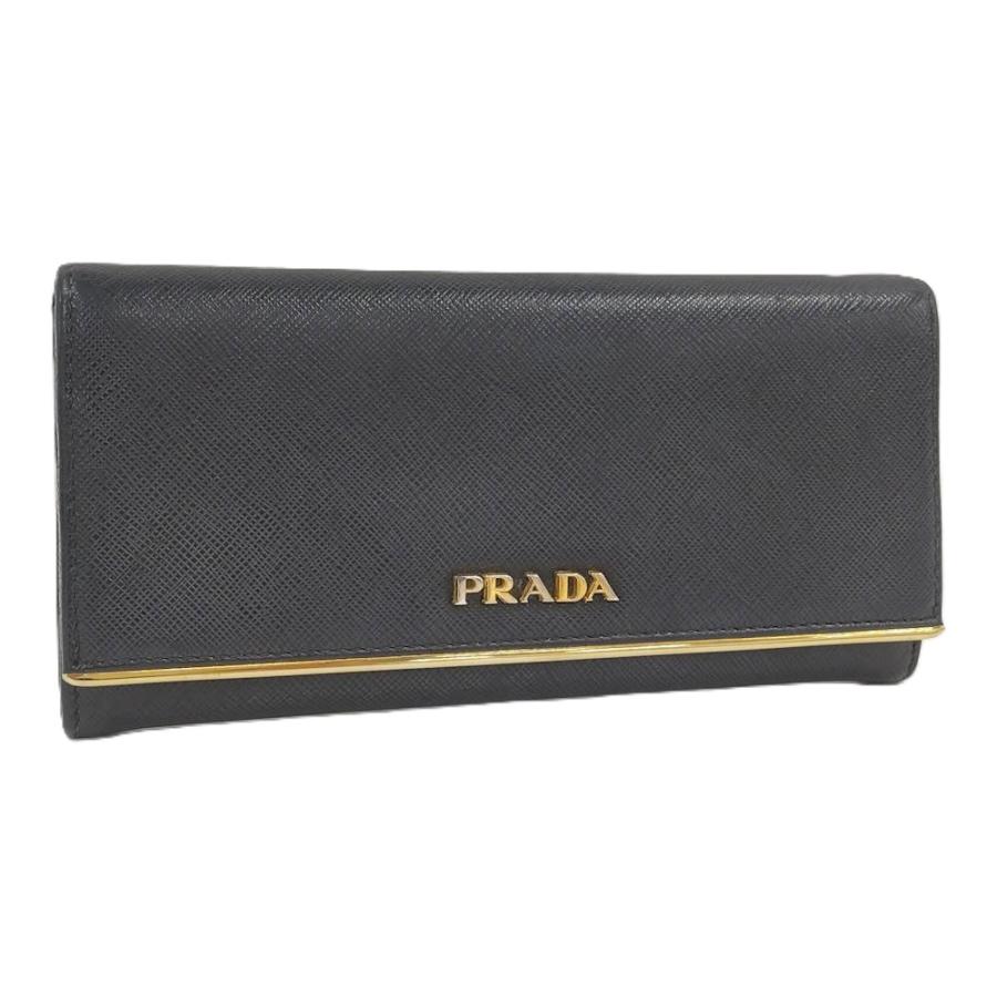 PRADA サフィアーノレザー長財布 プラダ ブラック2つ折り財布 PRADA（プラダ） サフィアーノレザー 二つ折り長財布 ブラック : JJ
