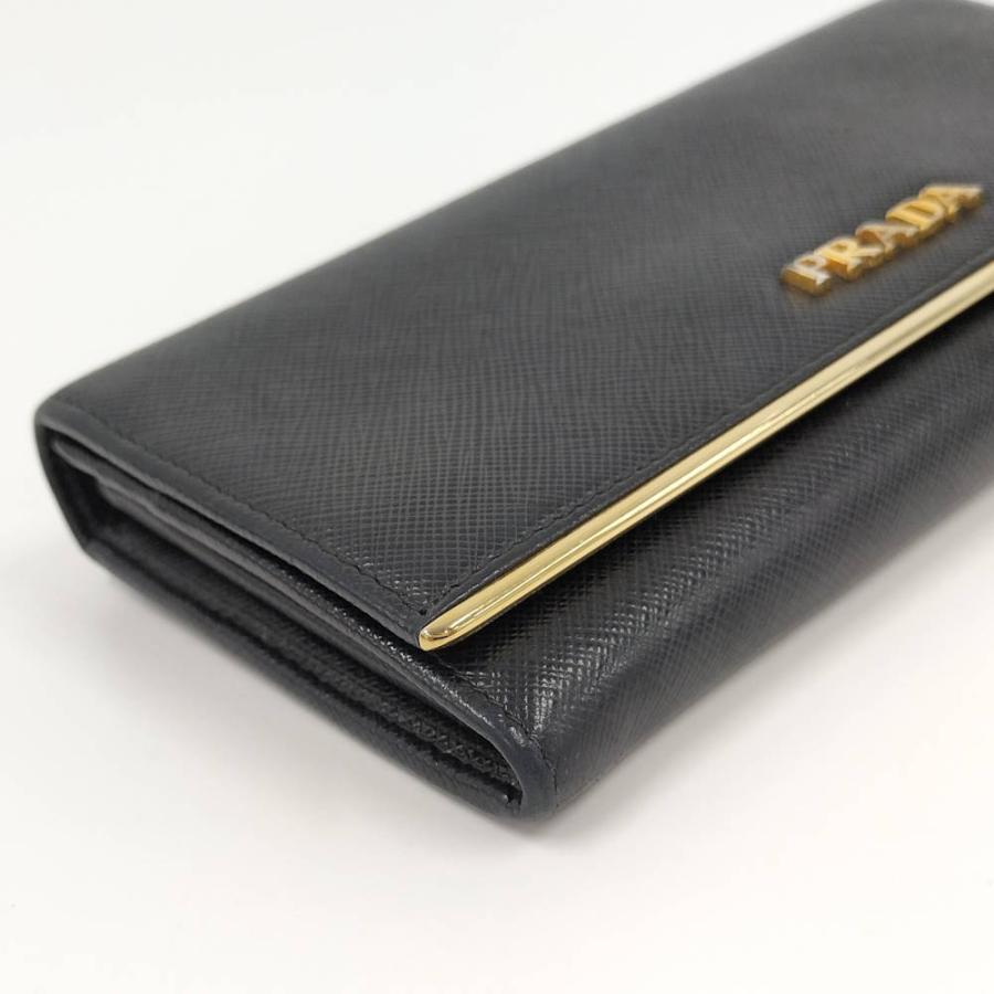 PRADA ブラック レザー 長財布　プラダ　サフィアーノレザー　二つ折り PRADA（プラダ） サフィアーノレザー 二つ折り長財布 ブラック : JJ