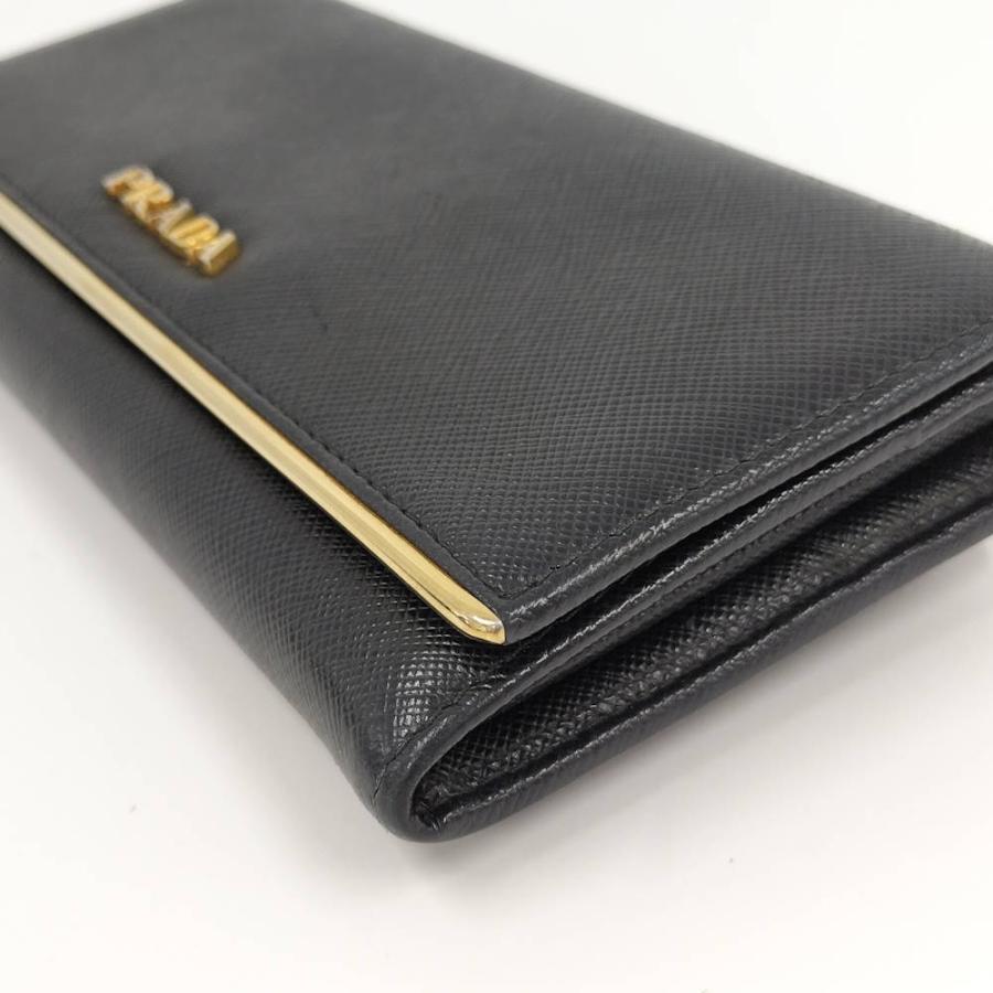 PRADA（プラダ） サフィアーノレザー 二つ折り長財布 ブラック : JJ