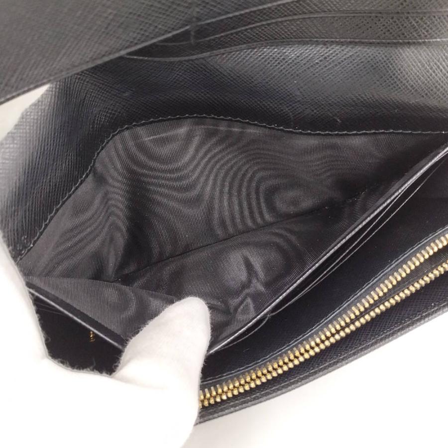 PRADA（プラダ） サフィアーノレザー 二つ折り長財布 ブラック : JJ