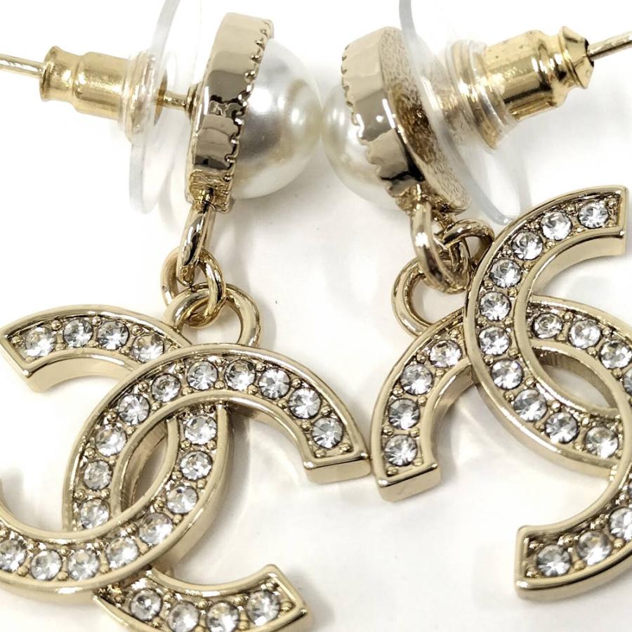 CHANEL ココマーク フェイクパール ピアス 両耳用 CHANEL（シャネル） ココマーク ラインストーン フェイクパール ピアス