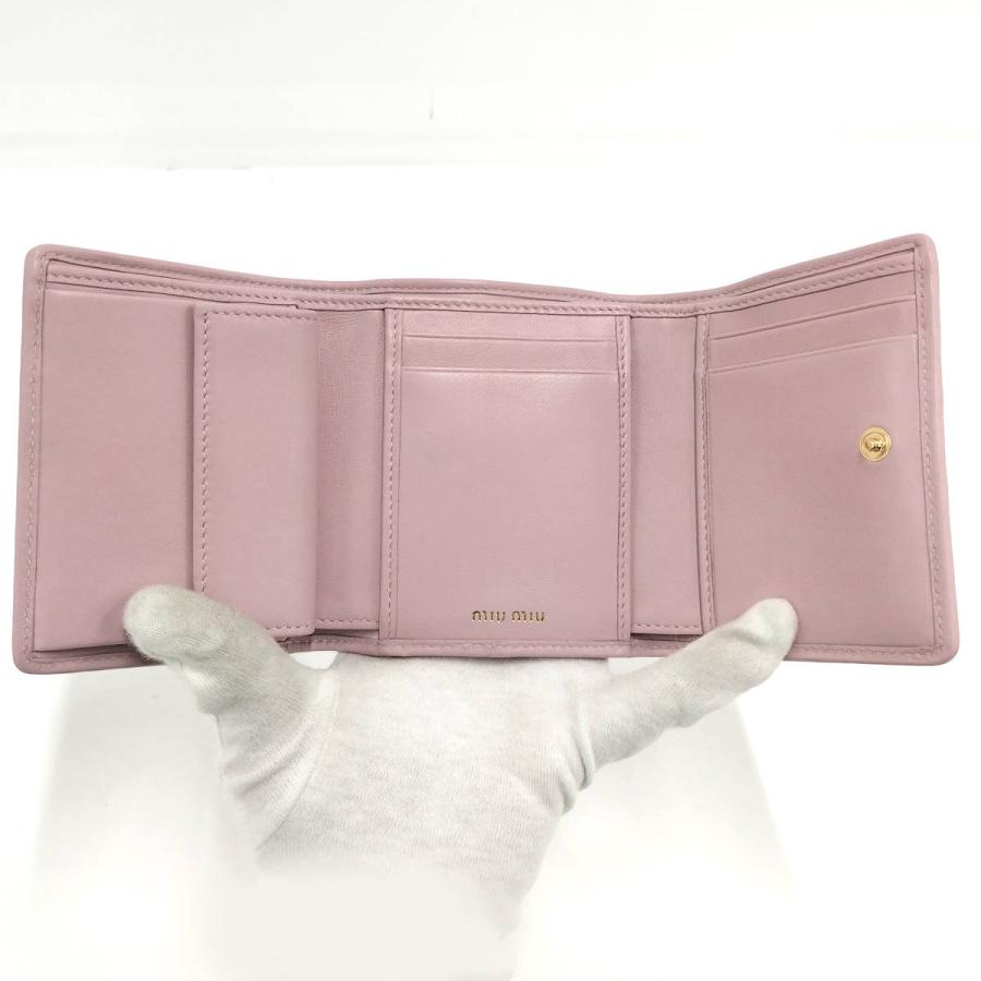 miu miu（ミュウミュウ） 三つ折り財布 マテラッセ レザー ピンク
