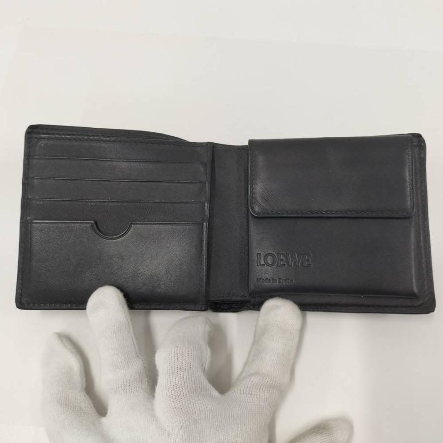 LOEWE 二つ折り財布 レザー ネイビー 10188501 LOEWE（ロエベ） 二つ折り財布 レザー ネイビー 10188501 : JJ