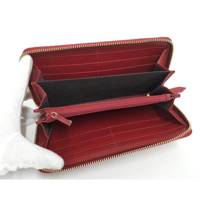 GUCCI ラウンドファスナー 長財布 GGマーモント レザー レッド GUCCI（グッチ） ラウンドファスナー長財布 GGマーモント レザー