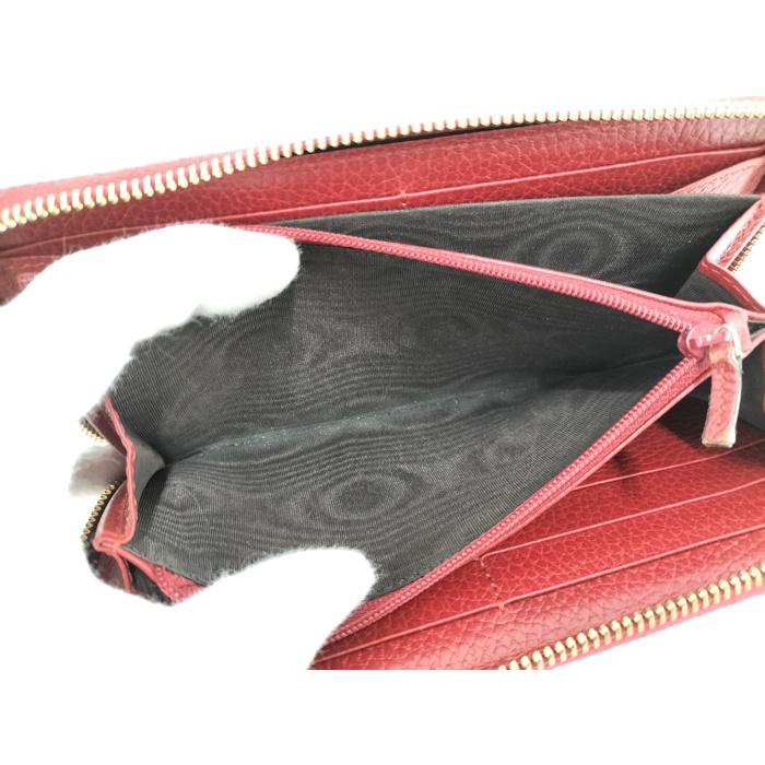 GUCCI ラウンドファスナー 長財布 GGマーモント レザー レッド GUCCI（グッチ） ラウンドファスナー長財布 GGマーモント レザー