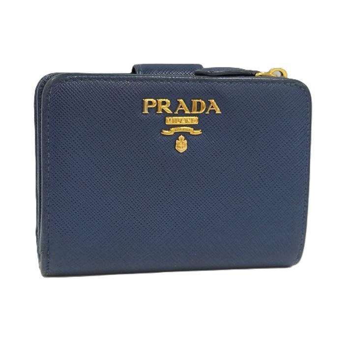 PRADA 二つ折り財布 サフィアーノ レザー ネイビー 1ML018 : JJ  