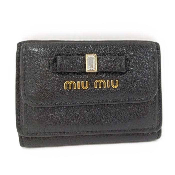 miu MIU 三つ折り財布 レザー ブラック : JJコレクション ヤフー