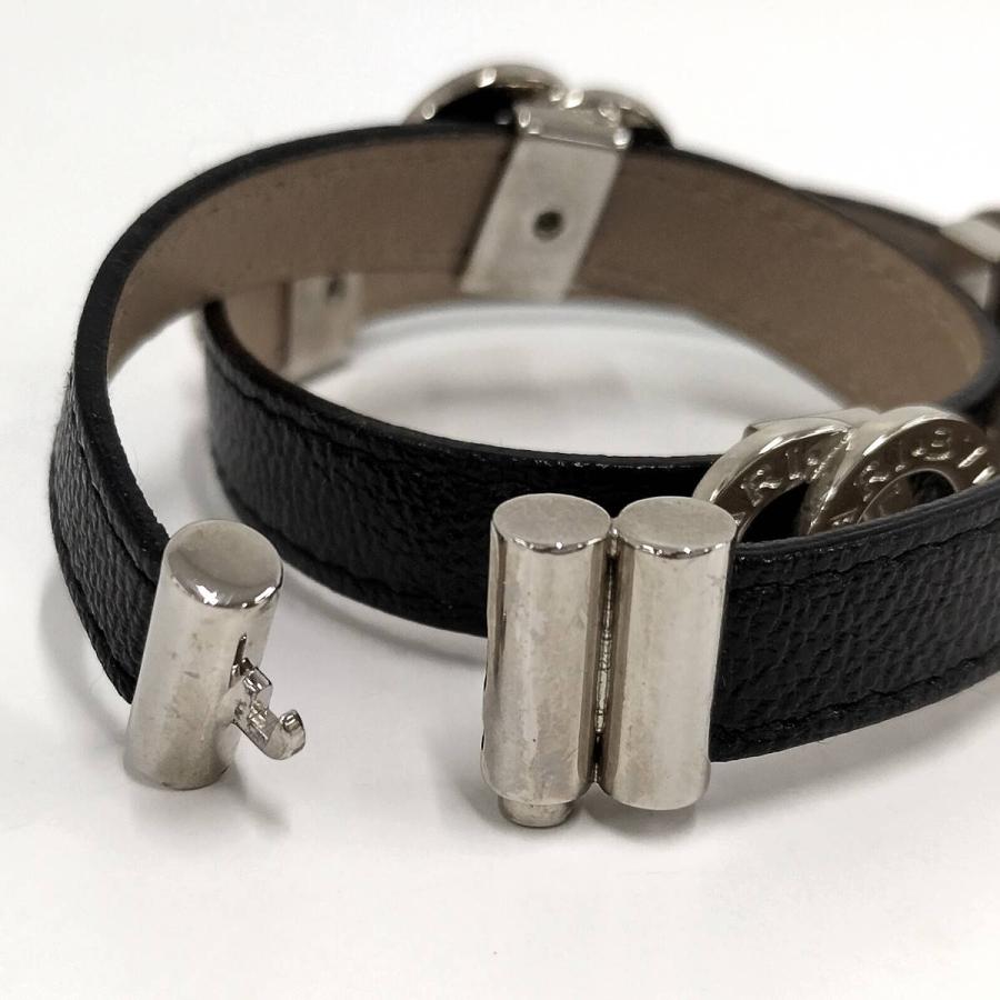 美品 BVLGARI ドッピオトンド ブラック シルバー レザー ブレスレット BVLGARI（ブルガリ） ドッピオトンド ダブルコイル ブレスレット
