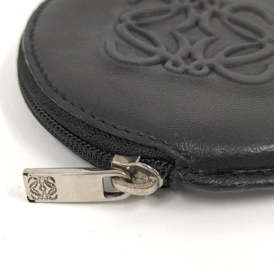 LOEWE（ロエベ） コインケース 丸型 アナグラム レザー ブラック
