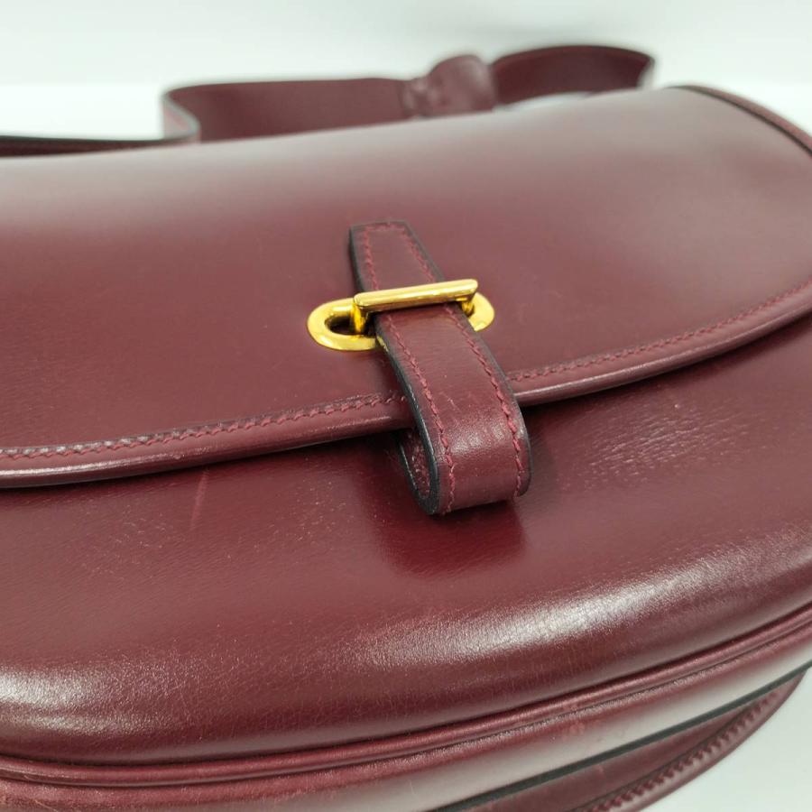 HERMES バルドゴルフ ショルダーバッグ レザー ボルドー □F刻印 HERMES - HERMES バルドゴルフ ショルダーバッグ レザー ボルドー □F