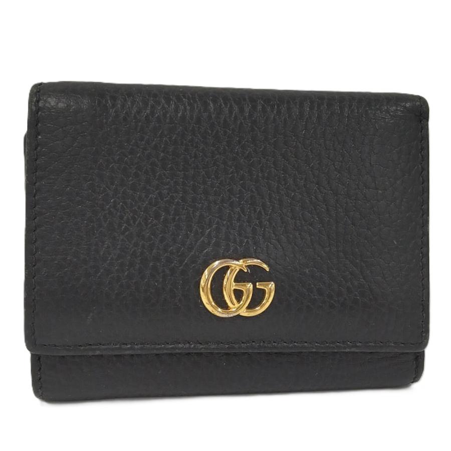 GUCCI GGマーモント 三つ折り財布 GUCCI（グッチ） 三つ折り財布 GGマーモント レザー ブラック 474746