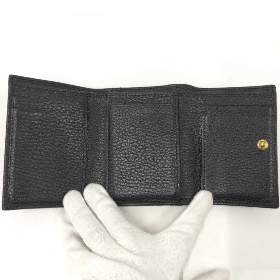GUCCI（グッチ） 三つ折り財布 GGマーモント レザー ブラック 474746
