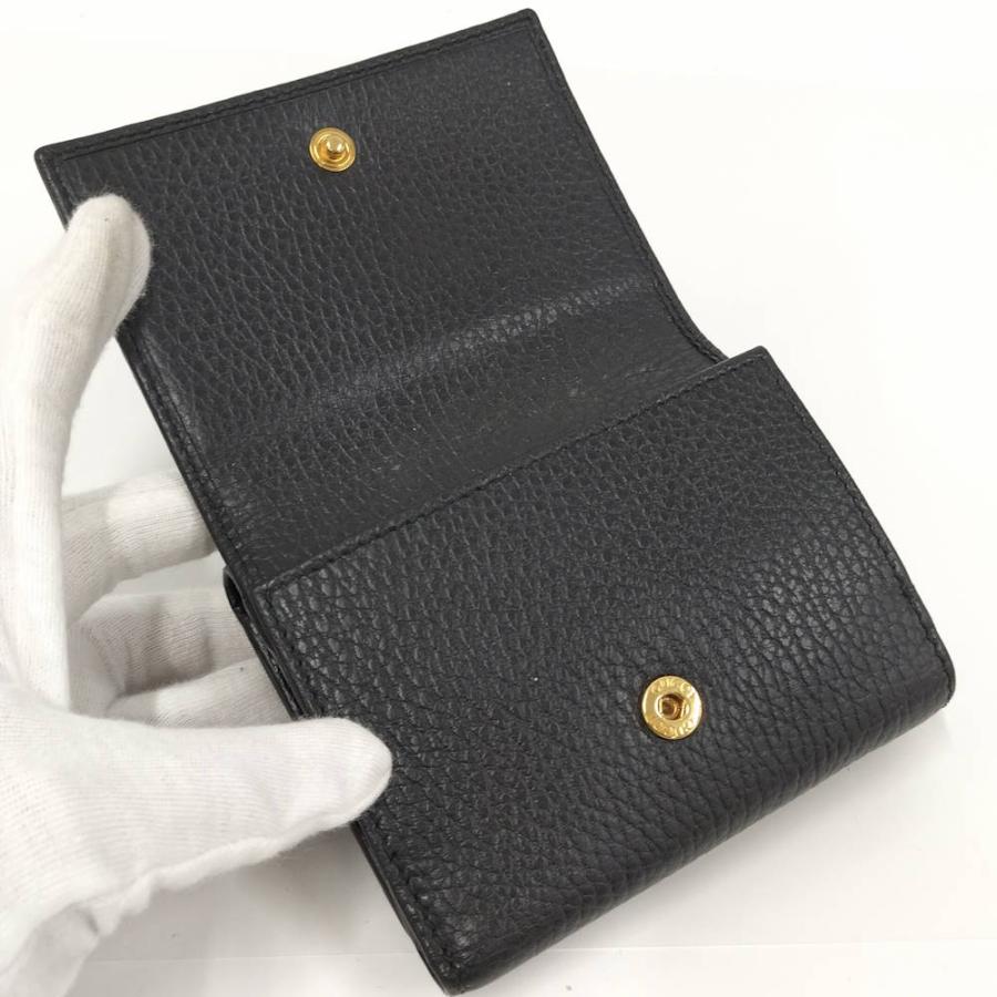◇美品◇グッチ　三つ折り財布　GGマーモント　474746 ブラック　レザー GUCCI（グッチ） 三つ折り財布 GGマーモント レザー ブラック 474746