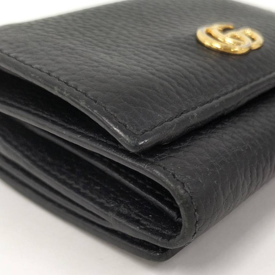 GUCCI（グッチ） 三つ折り財布 GGマーモント レザー ブラック 474746