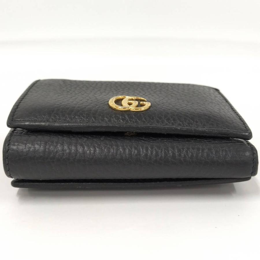 GUCCI（グッチ） 三つ折り財布 GGマーモント レザー ブラック 474746