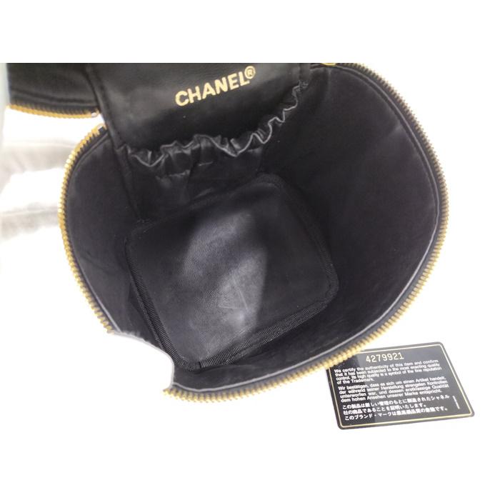 CHANEL バニティポーチ ビコローレ ココマーク ラムスキン ブラック