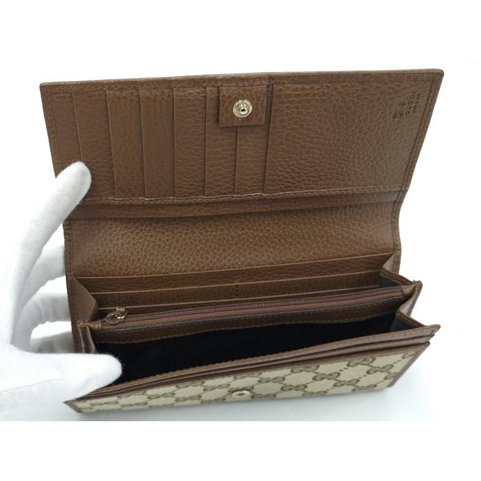 GUCCI（グッチ） 二つ折り長財布 GGキャンバス ベージュ ブラウン系