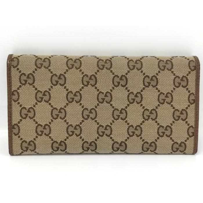 GUCCI（グッチ） 二つ折り長財布 GGキャンバス ベージュ ブラウン系