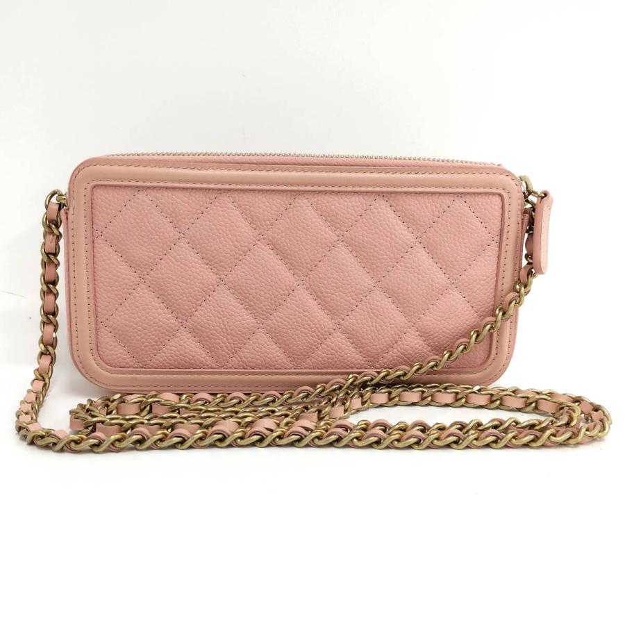CHANEL チェーンウォレット CCフィリグリー ココマーク レザー ピンク A84450の画像