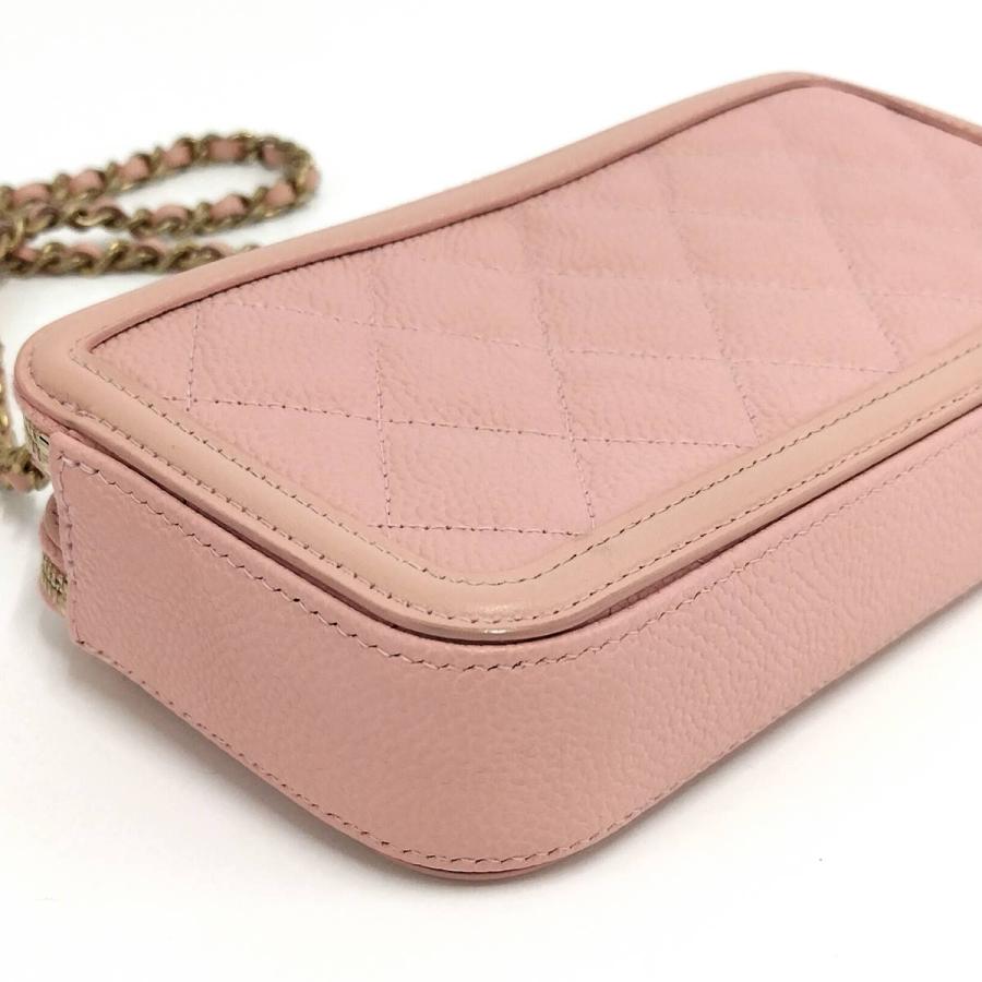CHANEL チェーンウォレット CCフィリグリー ココマーク レザー ピンク A84450の画像