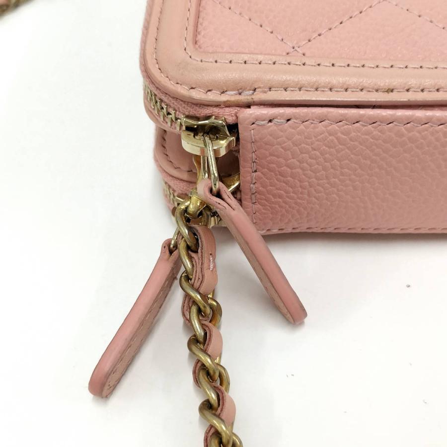 CHANEL チェーンウォレット CCフィリグリー ココマーク レザー ピンク A84450の画像